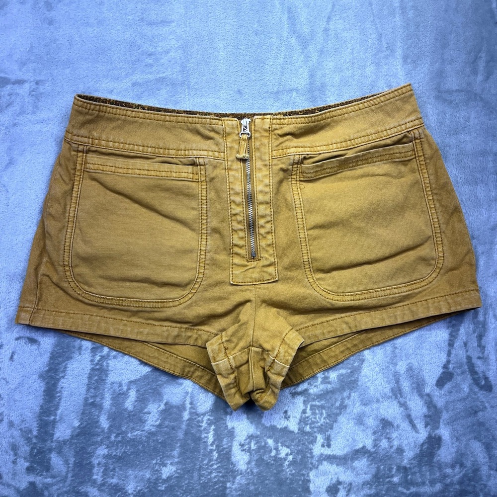 Anthropologie By Shorts Sz 10 Fits 30" Mustard Yellow High Waist Zip Up Pocketed